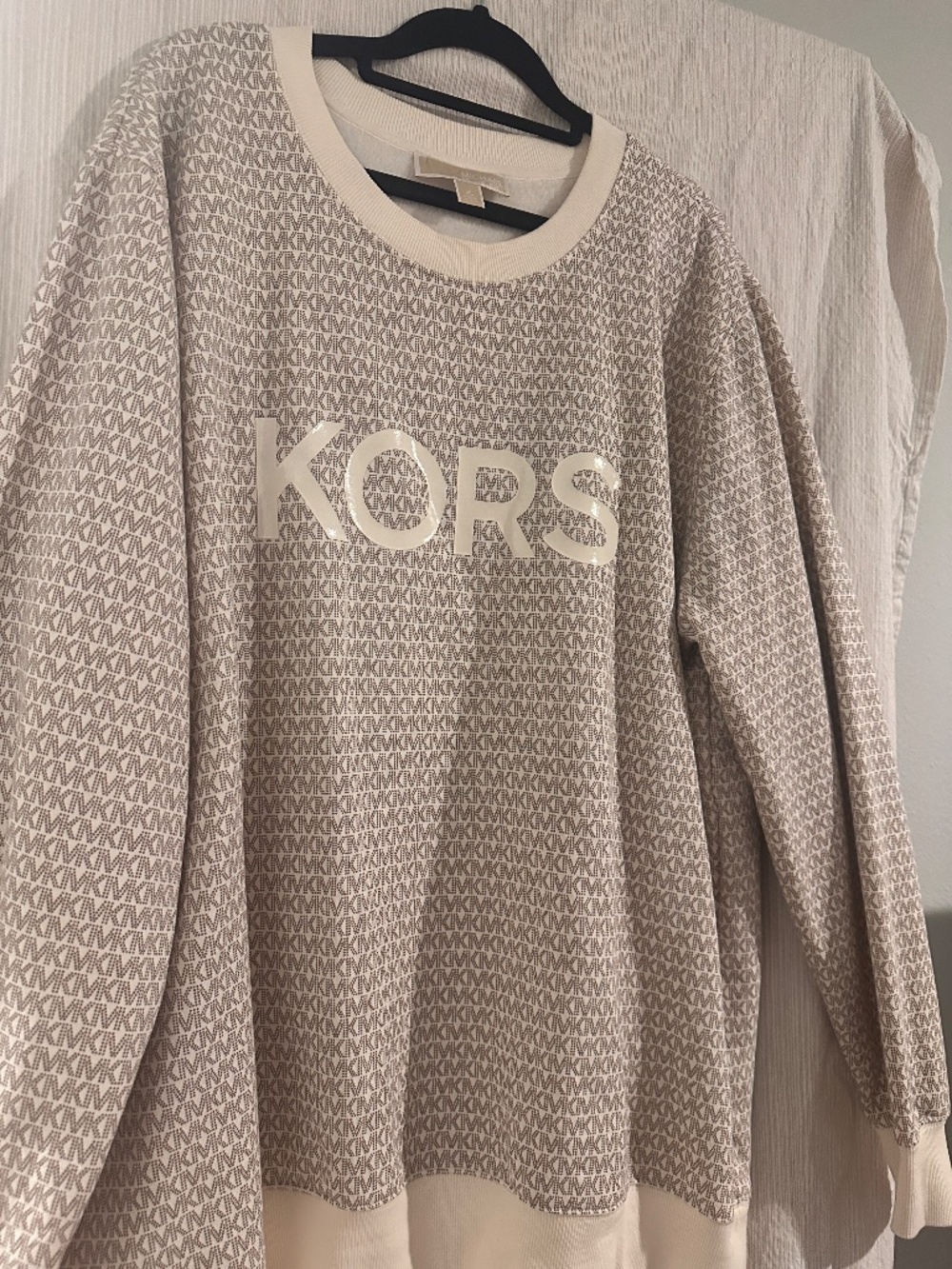 Michael Kors XL Logo Monogram Sweatshirt Cream Brown Organic Cotton